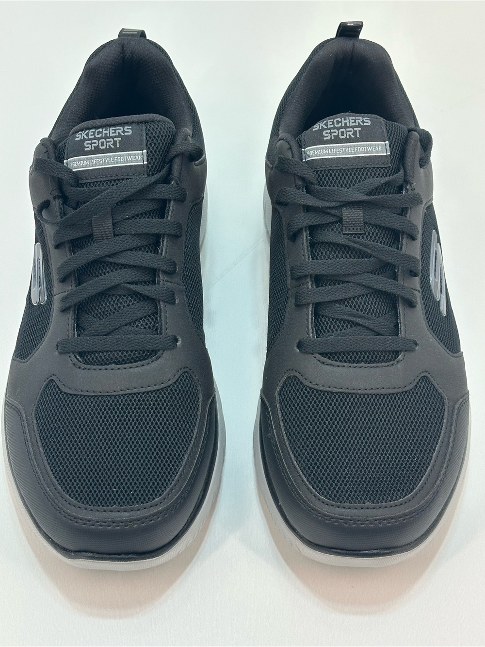 Skechers Sport Men's Black Sneakers with Gray Logo Accents